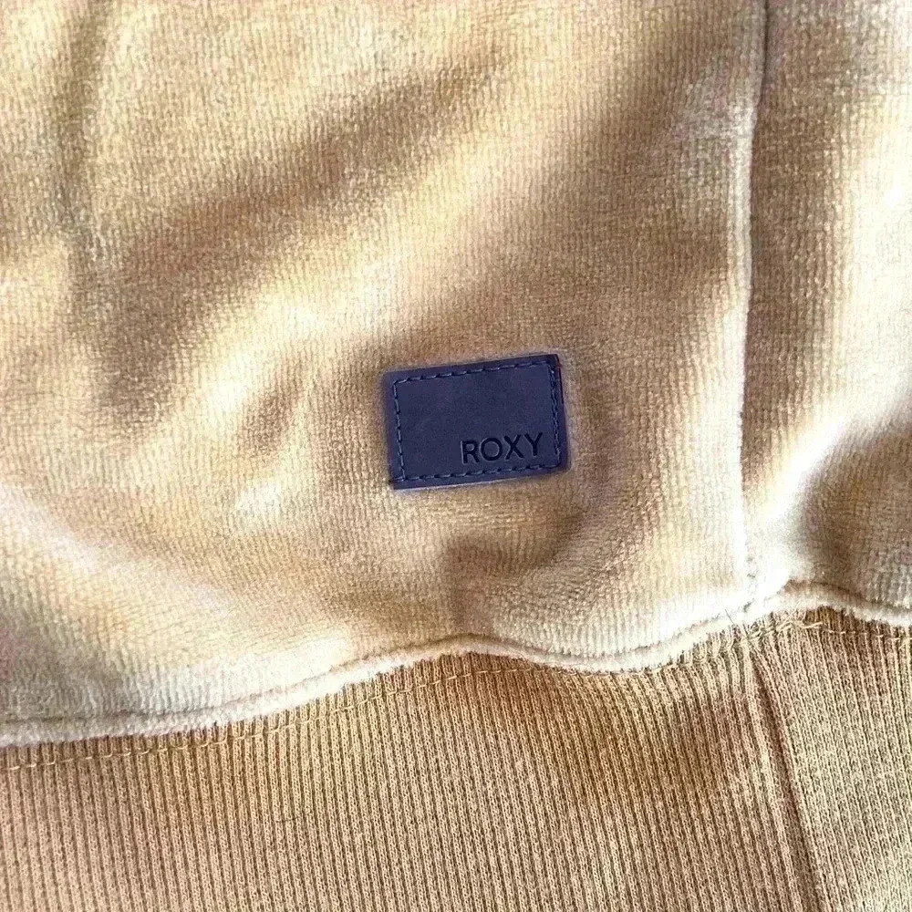 ROXY Velour Hoodie Golden Glow Yellow Chasing Waves Surf Beach Wear Women Size L - Picture 6 of 6